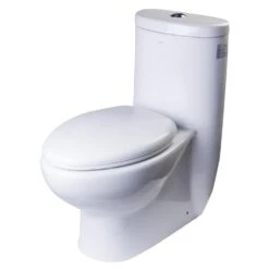 1-Piece 1.1/1.6 GPF Dual Flush Elongated Toilet In White