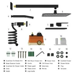 1-Spray Square High Pressure Wall Bar Shower Kit Bathroom Shower System With Hand Shower In Black -arbor Shop 04050b6428e5199e72091ae753918105