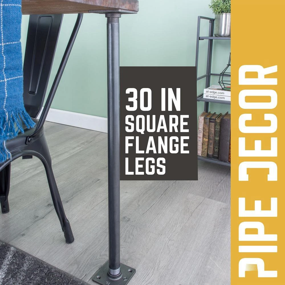1 In. X 2.5 Ft. L Black Steel Pipe Square Flange Table Leg Kit (Set Of 4) 4 1 In. X 2.5 Ft. L Black Steel Pipe Square Flange Table Leg Kit (Set Of 4) - Image 4