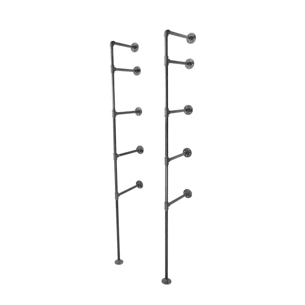 1/2 In. Black Steel Pipe 11.75 In. D X 72.5 In. H Floor Mounted 4-Tier Shelf Kit 1 1/2 In. Black Steel Pipe 11.75 In. D X 72.5 In. H Floor Mounted 4-Tier Shelf Kit
