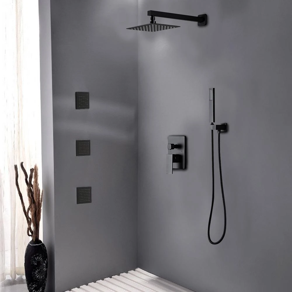 1-Spray Patterns With 1.5 GPM 10 In. Wall Mount Dual Shower Heads With Pressure Balance Valve In Matte Black 3 1-Spray Patterns With 1.5 GPM 10 In. Wall Mount Dual Shower Heads With Pressure Balance Valve In Matte Black - Image 3