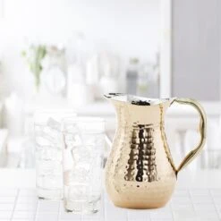 1.5 Qt. Decor Copper Hammered Water Pitcher In Brass Ice Guard And Handle -arbor Shop 087d4fee7fcda7098617e464f47b5912