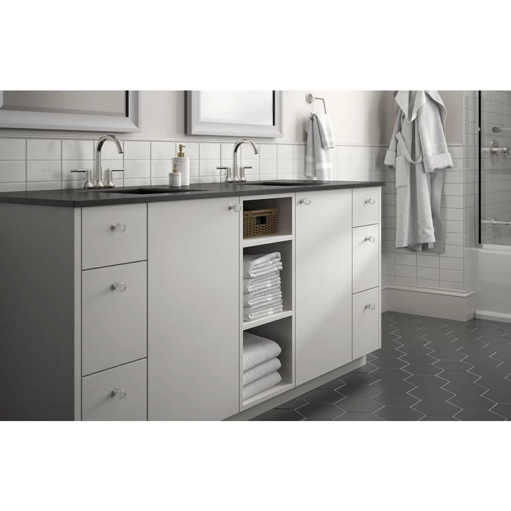 1-3/16 In. (30mm) Chrome And Clear Faceted Glass Cabinet Knob 4 1-3/16 In. (30mm) Chrome And Clear Faceted Glass Cabinet Knob - Image 4