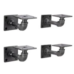 1/2 In. Black Pipe 5.75 In. L Wall Mounted Square Flange Shelf Bracket Kit (4-Pack)