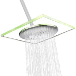 1-Spray 11.81 In. Single Wall Mount Square Fixed Rain Shower Head In Green