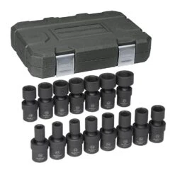 1/2 In. Drive Metric Impact Universal Socket Set (15-Piece)