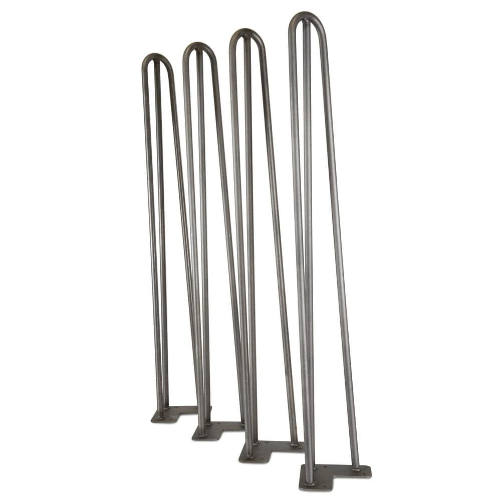 1/2 In. Dia. 28 In. Mid-Century Modern Raw Steel Hairpin Table Legs, (4-Pack) 2 1/2 In. Dia. 28 In. Mid-Century Modern Raw Steel Hairpin Table Legs, (4-Pack) - Image 2