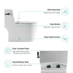 1-Piece 1.28 GPF High Efficiency Single-Flush Elongated Skirted Toilet All-in-One Toilet In White Seat Included 18 1-Piece 1.28 GPF High Efficiency Single-Flush Elongated Skirted Toilet All-in-One Toilet In White Seat Included -arbor Shop 110288893dd16d4b8d1dba0d6d7274ca