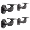 1/2 In. Black Pipe 3.75 In D X 2.5 In. H Wall Mounted Double Flange Shelf Bracket Kit (4-Pack)