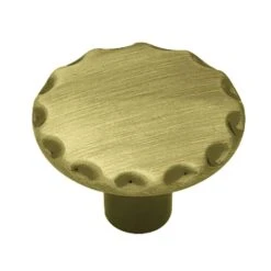 1-1/8 In. (28mm) Antique Brass Scallop Edge Round Cabinet Knob