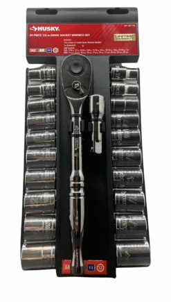 Husky 1/2 In. Drive Ratchet And SAE/MM Socket Set (22-Piece)