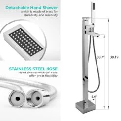 1-Handle Freestanding Floor Mount Roman Tub Faucet Bathtub Filler With Hand Shower In Chrome -arbor Shop 14f26ef3b66fb95d23eef5f9ebf7bc3d