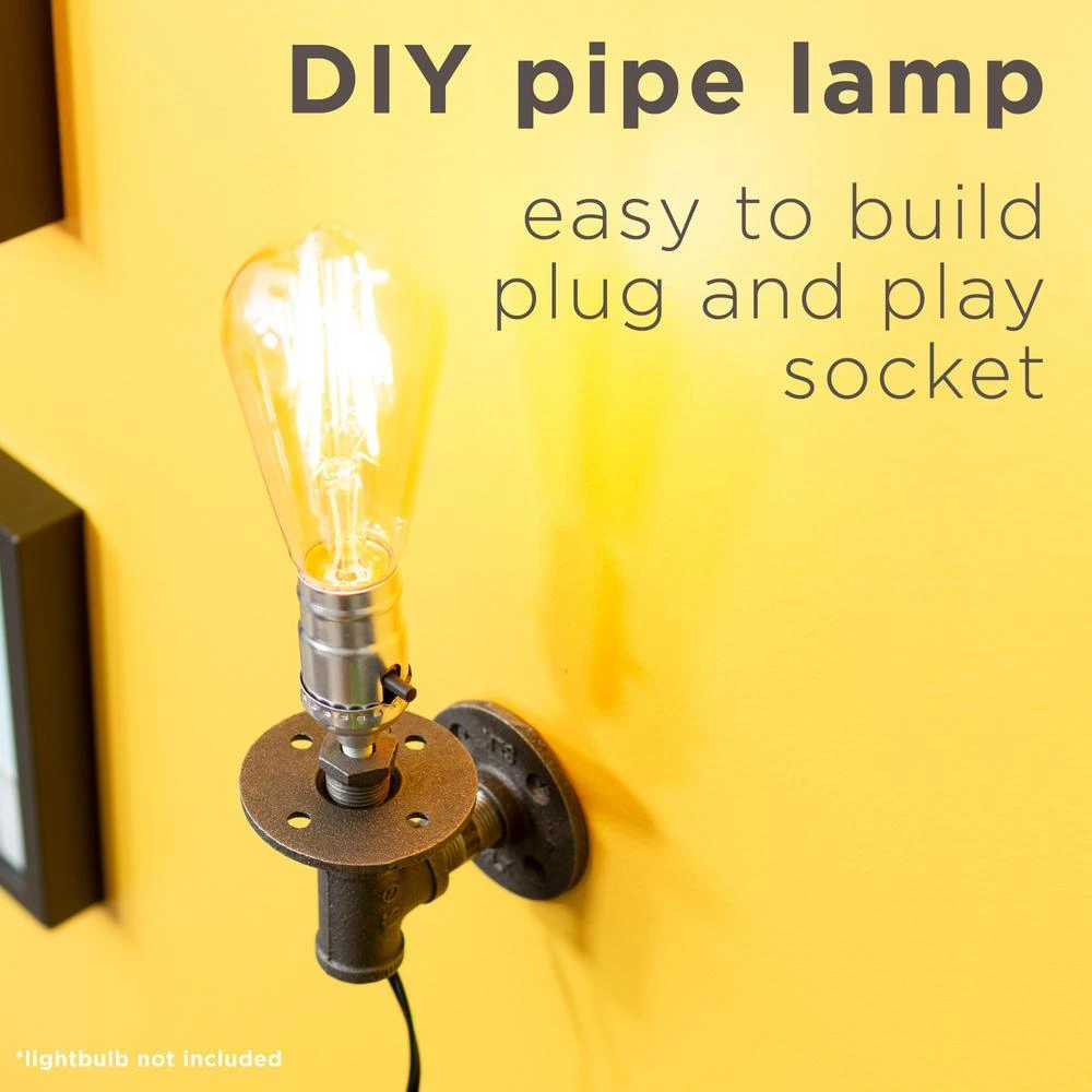 1/2 In. Black Steel Pipe 7.5 In. H Wall Sconce Lamp Kit 9 1/2 In. Black Steel Pipe 7.5 In. H Wall Sconce Lamp Kit - Image 9