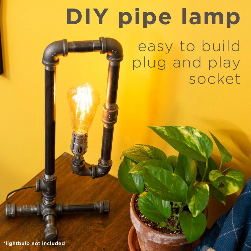 1/2 In. Black Steel Pipe 17.5 In. H Convertible Table Lamp Kit 7 1/2 In. Black Steel Pipe 17.5 In. H Convertible Table Lamp Kit - Image 7