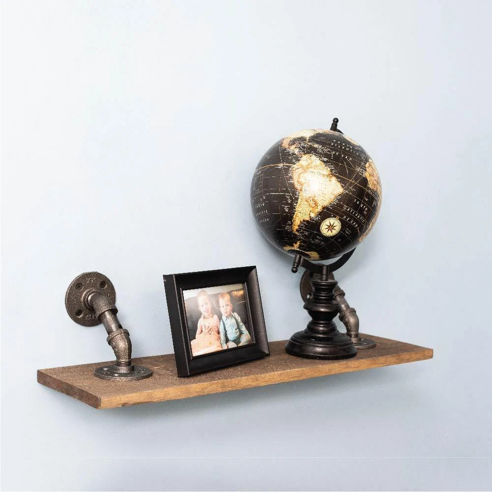 1/2 In. Black Pipe 4.625 In. W X 4.65 In. H Wall Mounted Double Flange Angled Shelf Bracket Kit (4-Pack) 9 1/2 In. Black Pipe 4.625 In. W X 4.65 In. H Wall Mounted Double Flange Angled Shelf Bracket Kit (4-Pack) - Image 9