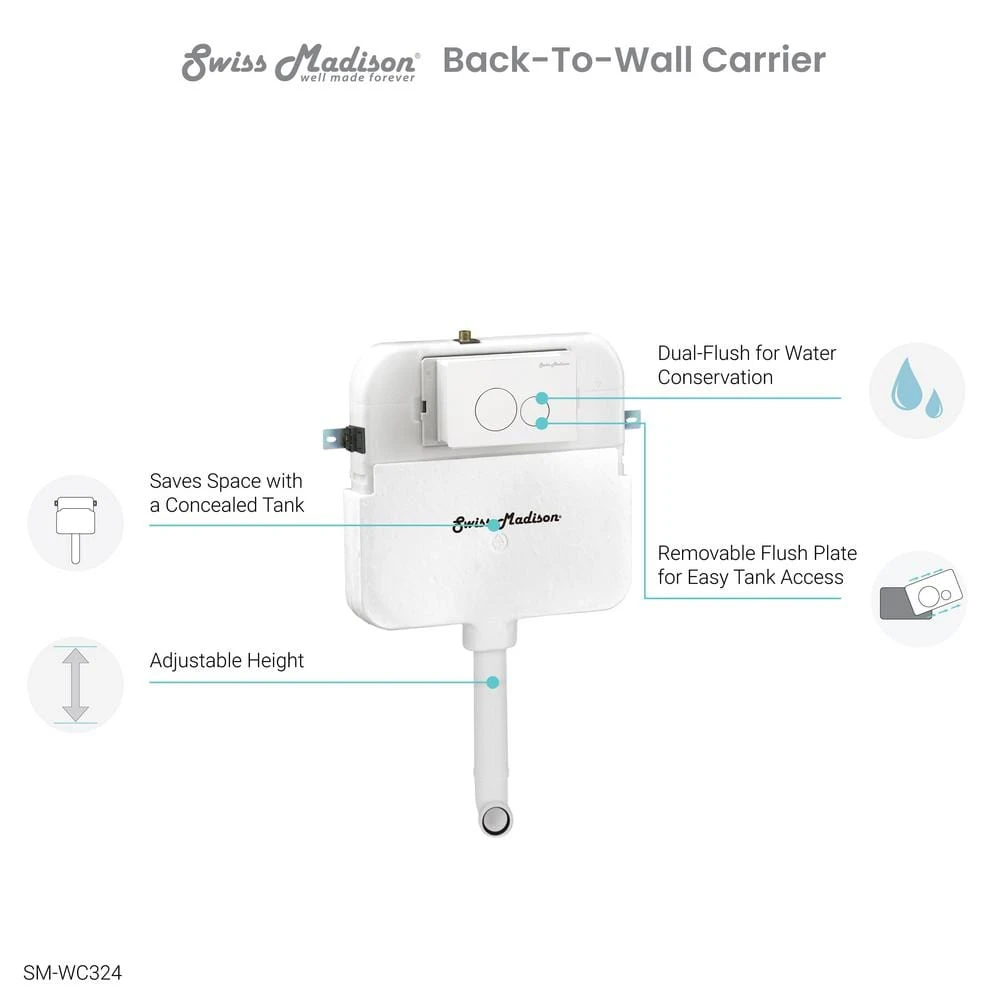 0.8/1.28 GPF 2 Ft. X 4 Ft. Concealed Dual Flush In Wall Toilet Tank Carrier For Back To Wall Toilet In White 2 0.8/1.28 GPF 2 Ft. X 4 Ft. Concealed Dual Flush In Wall Toilet Tank Carrier For Back To Wall Toilet In White - Image 2