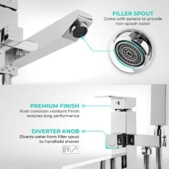 1-Handle Freestanding Floor Mount Roman Tub Faucet Bathtub Filler With Hand Shower In Chrome -arbor Shop 2013975839057196b142e707a9b83d6b