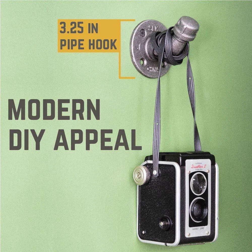 1/2 In. Black Steel Pipe Wall Hook Kit (4-Pack) 4 1/2 In. Black Steel Pipe Wall Hook Kit (4-Pack) - Image 4