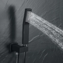 1-Spray Patterns With 2.5 GPM 10 In. Wall Mount Rain Dual Shower Heads In Matte Black, Shower System / Faucet Set -arbor Shop 24389c56112d3519f1b681be3ec869d5