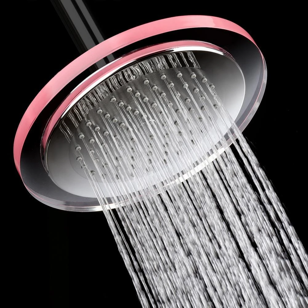 1-Spray 11.81 In. Single Wall Mount Fixed Rain Shower Head In Pink 2 1-Spray 11.81 In. Single Wall Mount Fixed Rain Shower Head In Pink - Image 2