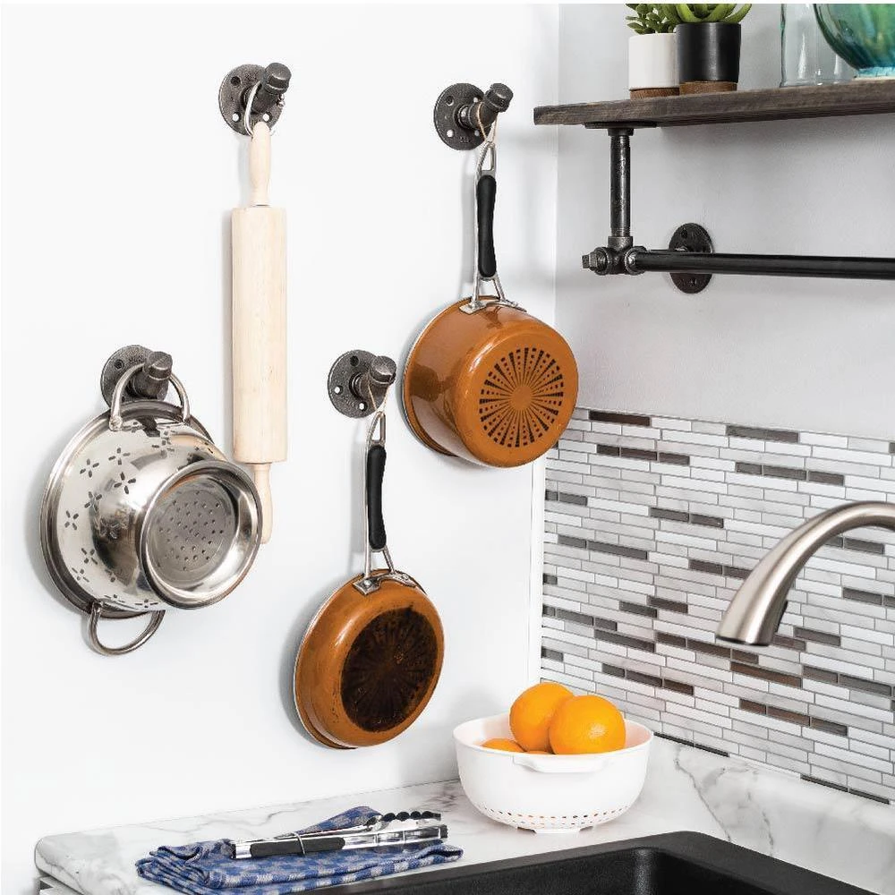 1/2 In. Black Steel Pipe Wall Hook Kit (4-Pack) 5 1/2 In. Black Steel Pipe Wall Hook Kit (4-Pack) - Image 5