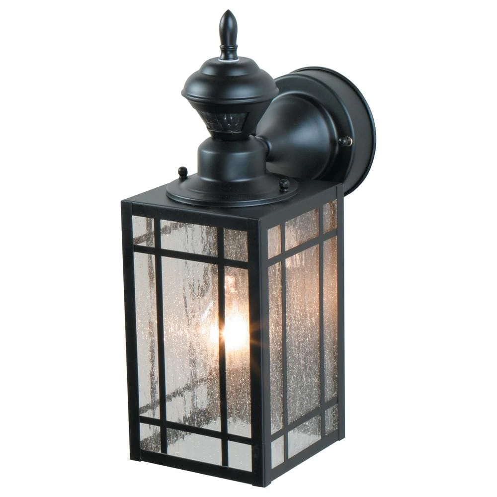 1-Light Black Motion Activated Outdoor Wall Lantern Sconce 1 1-Light Black Motion Activated Outdoor Wall Lantern Sconce