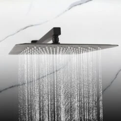 1-Spray Patterns With 2.5 GPM 10 In. Wall Mount Rain Dual Shower Heads In Matte Black, Shower System / Faucet Set -arbor Shop 3045dbb79fc15703a5c553237ef76dab