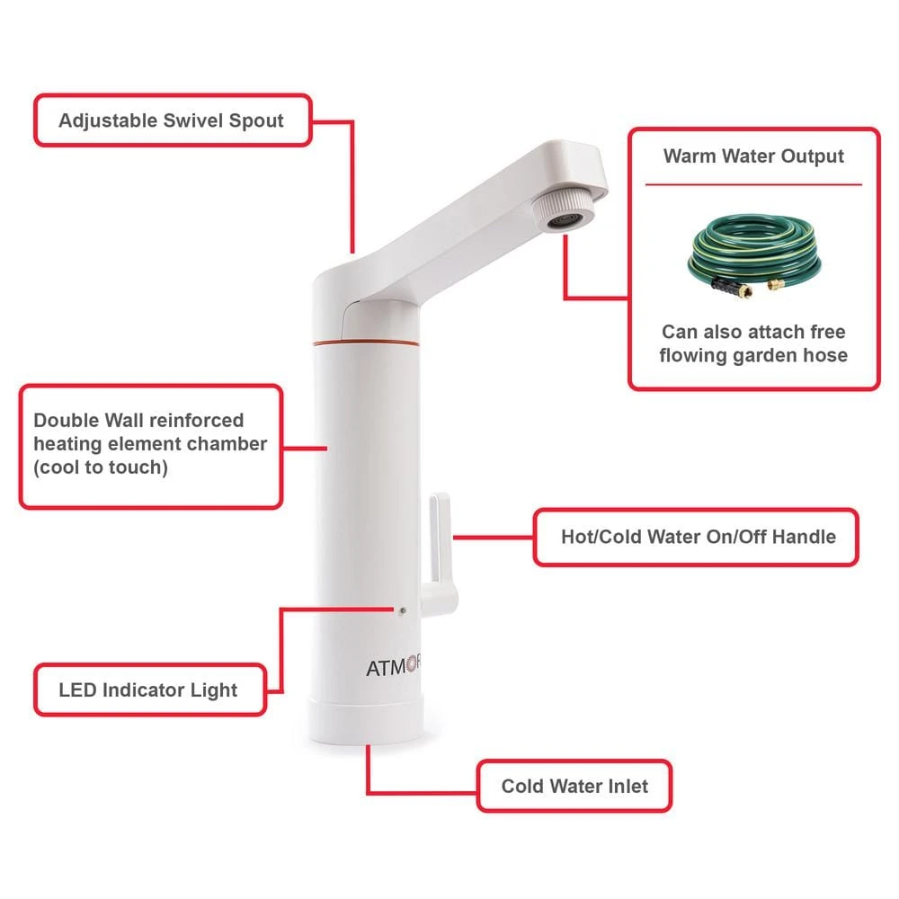 1.8kW 0.5 GPM 2-in-1 Electric Tankless Water Heater / Faucet - Plug-In 5 1.8kW 0.5 GPM 2-in-1 Electric Tankless Water Heater / Faucet - Plug-In - Image 5