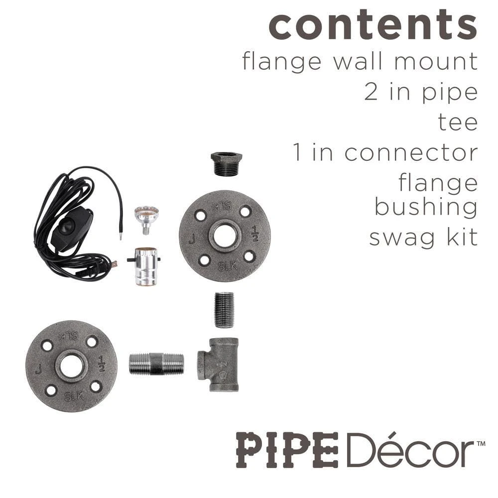 1/2 In. Black Steel Pipe 7.5 In. H Wall Sconce Lamp Kit 2 1/2 In. Black Steel Pipe 7.5 In. H Wall Sconce Lamp Kit - Image 2