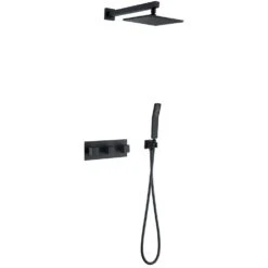 1-Spray Pattern 2 GPM 10 In. Wall Mount Dual Shower Heads In Matte Black