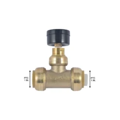 1 In. Push-to-Connect Brass Tee Fitting With Water Pressure Gauge -arbor Shop 34ad48555c46c6e52a8def8819596505