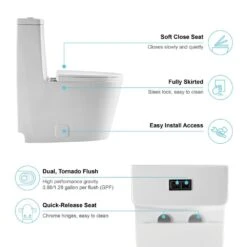 1-Piece Elongated Dual-Flush 1.28 GPF/0.88 GPF High Efficiency Skirted Toilet All-in-One Toilet In White Seat Included -arbor Shop 369198f953a32fc8fec8d3c88738291b
