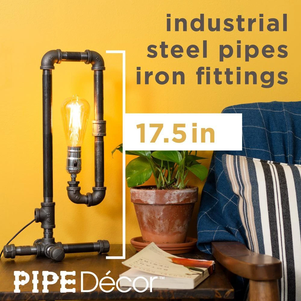 1/2 In. Black Steel Pipe 17.5 In. H Convertible Table Lamp Kit 4 1/2 In. Black Steel Pipe 17.5 In. H Convertible Table Lamp Kit - Image 4