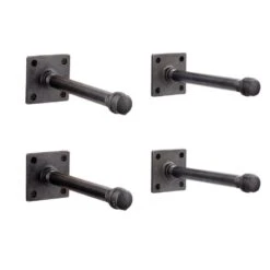 1/2 In. Black Pipe 8 In. L Wall Mounted Square Flange Shelf Bracket Kit (4-Pack)