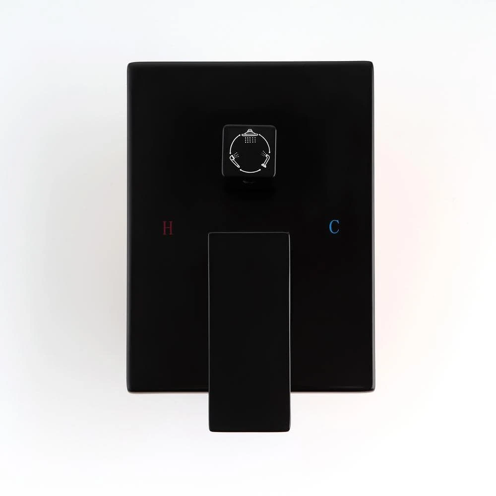 1-Spray Patterns With 2.5 GPM 10 In. 3-Way Wall Mount Rain Dual Shower Heads With Tub Shower Faucet In Matte Black 7 1-Spray Patterns With 2.5 GPM 10 In. 3-Way Wall Mount Rain Dual Shower Heads With Tub Shower Faucet In Matte Black - Image 7