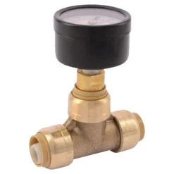 1 In. Push-to-Connect Brass Tee Fitting With Water Pressure Gauge -arbor Shop 3bb236f98e815b34bc6fda4b85deb9e6