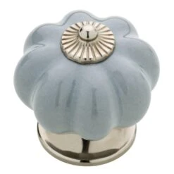 1-1/2 In. (38mm) Chrome And Gray Ceramic Melon Cabinet Knob