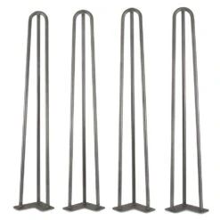 1/2 In. Dia. 28 In. Mid-Century Modern Raw Steel Hairpin Table Legs, (4-Pack)