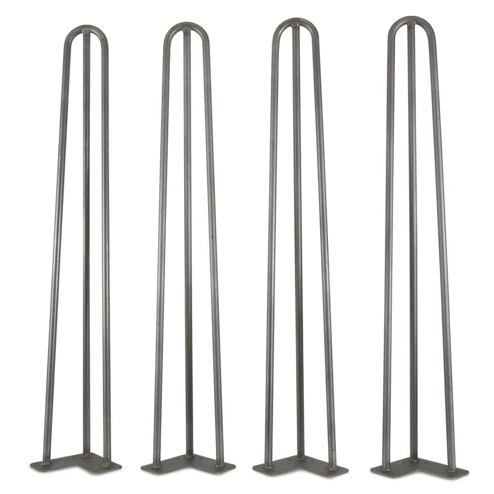 1/2 In. Dia. 28 In. Mid-Century Modern Raw Steel Hairpin Table Legs, (4-Pack) 1 1/2 In. Dia. 28 In. Mid-Century Modern Raw Steel Hairpin Table Legs, (4-Pack)