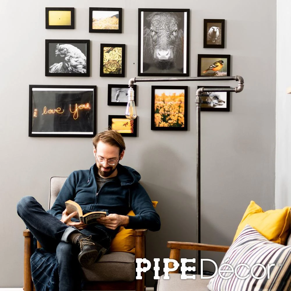 1/2 In. Black Steel Pipe 56 In. H Extended Arm Floor Lamp Kit 8 1/2 In. Black Steel Pipe 56 In. H Extended Arm Floor Lamp Kit - Image 8