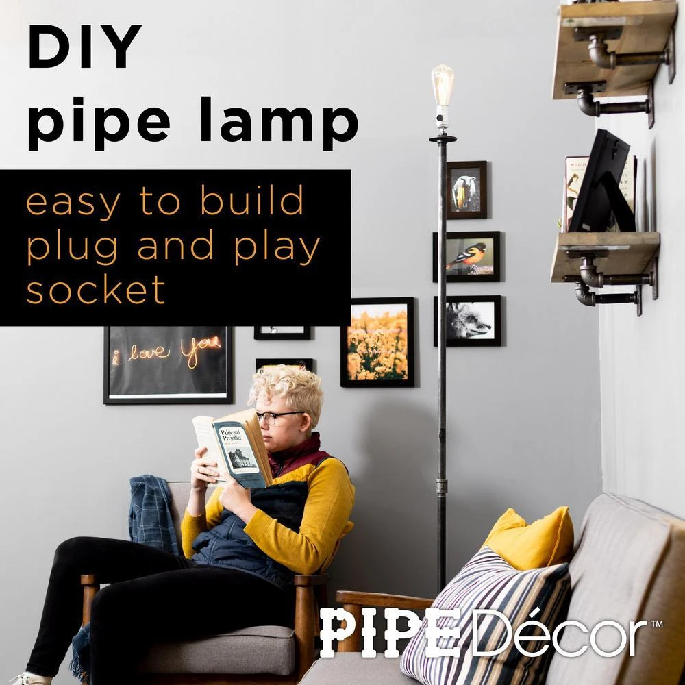 1/2 In. Black Steel Pipe 69 In. H Torch Style Floor Lamp Kit 8 1/2 In. Black Steel Pipe 69 In. H Torch Style Floor Lamp Kit - Image 8