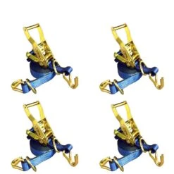 1 In. X 16 Ft. Ratchet Tie-Down Strap With 3000 Lbs. D-Ring Hook (4-Pack)