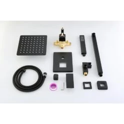 1-Spray Patterns With 1.5 GPM 10 In. Wall Mount Dual Shower Heads With Pressure Balance Valve In Matte Black 14 1-Spray Patterns With 1.5 GPM 10 In. Wall Mount Dual Shower Heads With Pressure Balance Valve In Matte Black -arbor Shop 53ec5a6d8f30c21cb5456e7d749c81b5