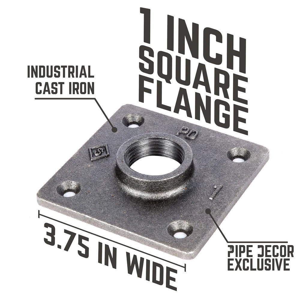 1 In. X 2.5 Ft. L Black Steel Pipe Square Flange Table Leg Kit (Set Of 4) 8 1 In. X 2.5 Ft. L Black Steel Pipe Square Flange Table Leg Kit (Set Of 4) - Image 8