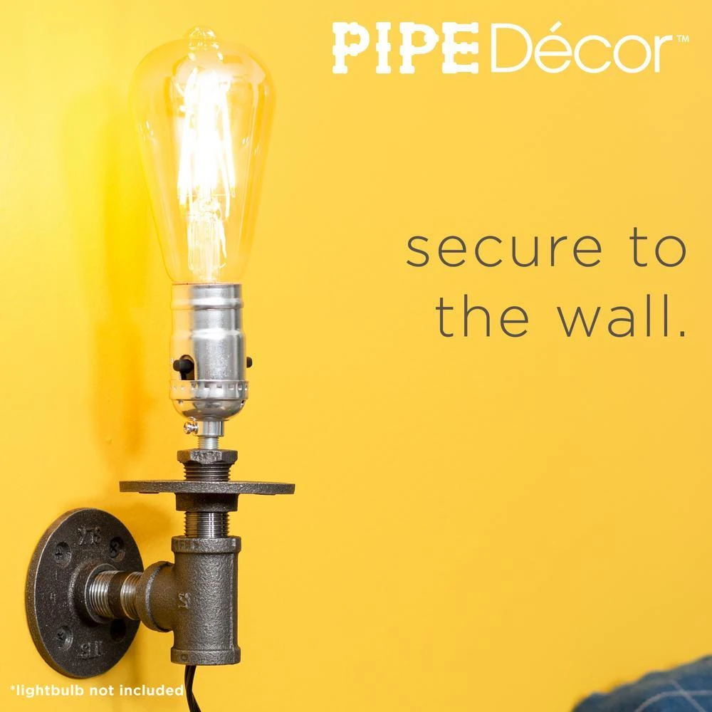 1/2 In. Black Steel Pipe 7.5 In. H Wall Sconce Lamp Kit 8 1/2 In. Black Steel Pipe 7.5 In. H Wall Sconce Lamp Kit - Image 8
