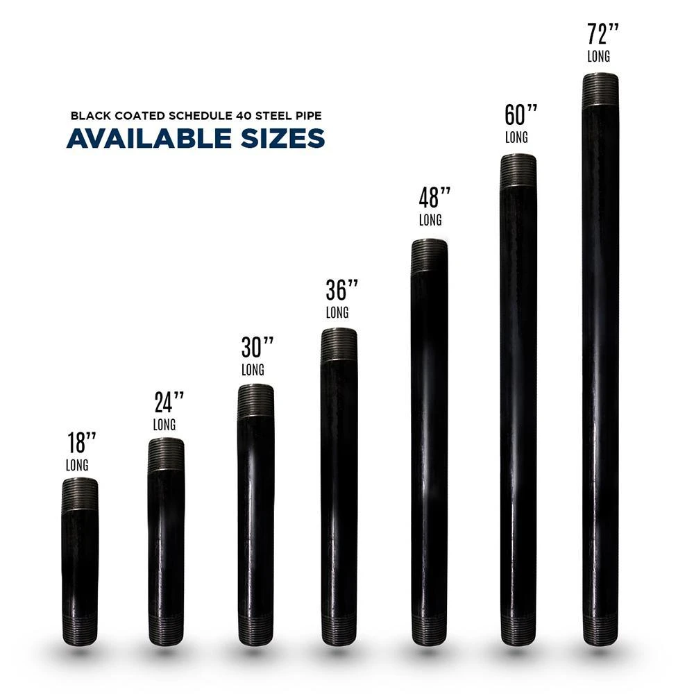 1 In. X 18 In. Black Steel Pipe (5-Pack) 3 1 In. X 18 In. Black Steel Pipe (5-Pack) - Image 3