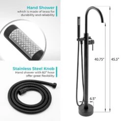 1-Handle Freestanding Floor Mount Tub Faucet Bathtub Filler With Hand Shower In Matte Black -arbor Shop 5d016848f63c2fe15162b69d7cca66f6