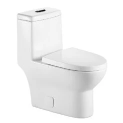 1-piece 1.28 GPF Dual Flush High Efficiency Elongated Toilet In White(Seat Included)