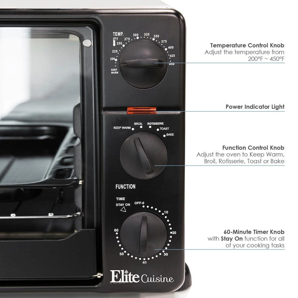 0.8 Cu. Ft. Black Toaster Oven Broiler With Rotisserie 2 0.8 Cu. Ft. Black Toaster Oven Broiler With Rotisserie - Image 2