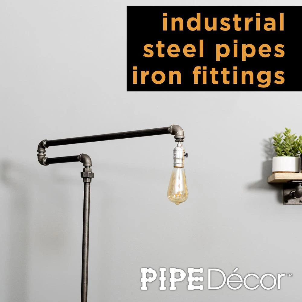 1/2 In. Black Steel Pipe 56 In. H Extended Arm Floor Lamp Kit 6 1/2 In. Black Steel Pipe 56 In. H Extended Arm Floor Lamp Kit - Image 6